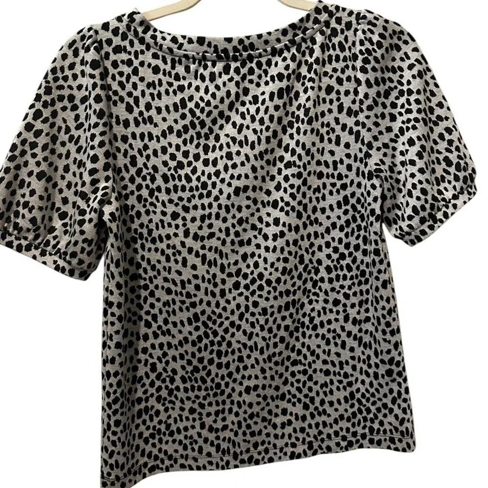 Loft Black + white animal print top  XS
